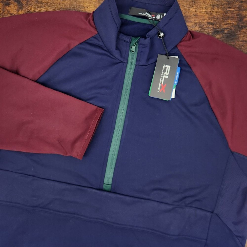 NEW RLX Ralph Lauren Golf Anorak Jacket Colorblock Blue Burgundy Size XL‎